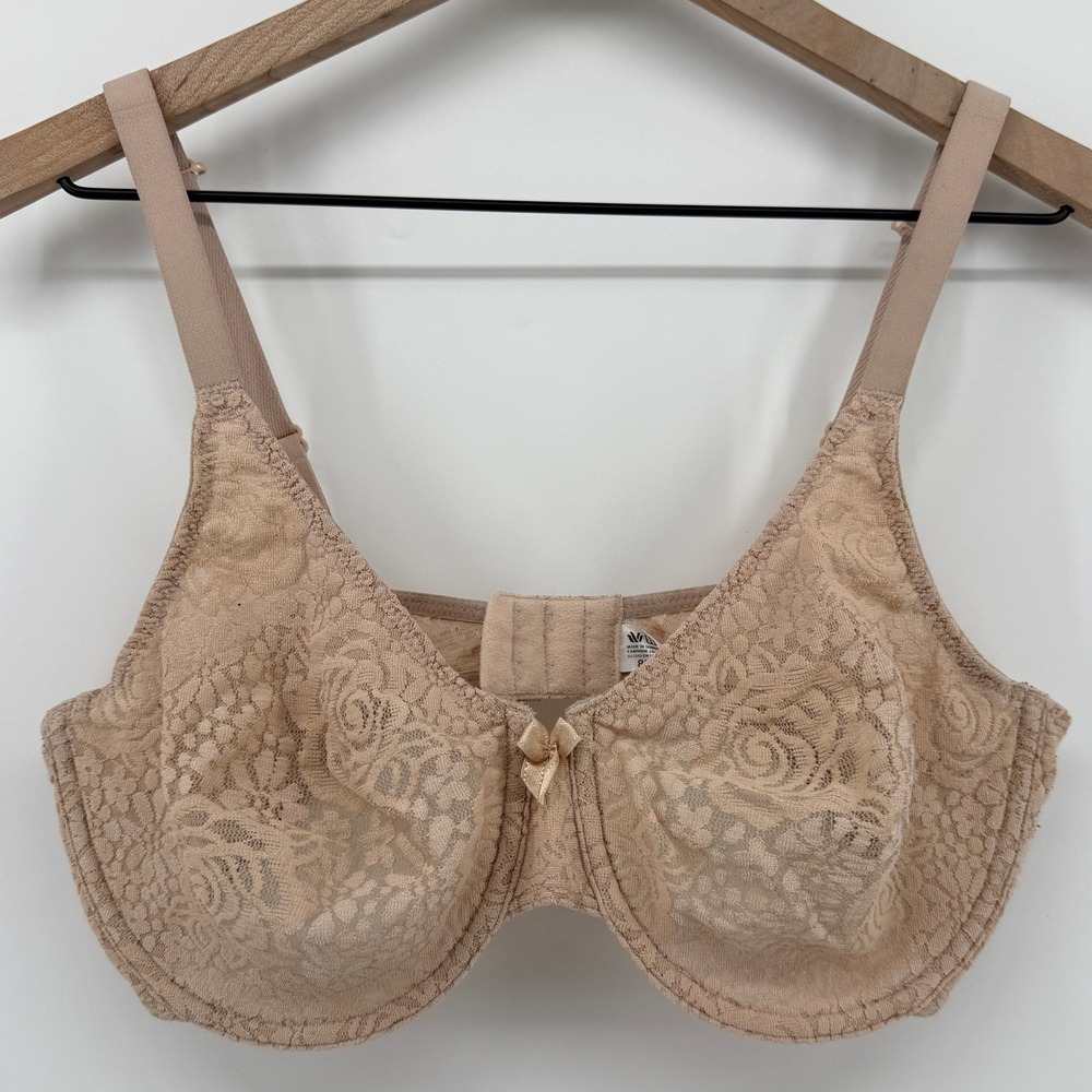 Wacoal 851205 Halo Lace Underwire Bra Sand 38D Unlined Mid Coverage Convertible